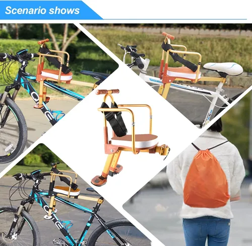 Vista 7 de Asiento de bicicleta para niños, nuevo asiento de bicicleta infantil de aleación de aluminio, asientos de bicicleta para niños plegables portátiles