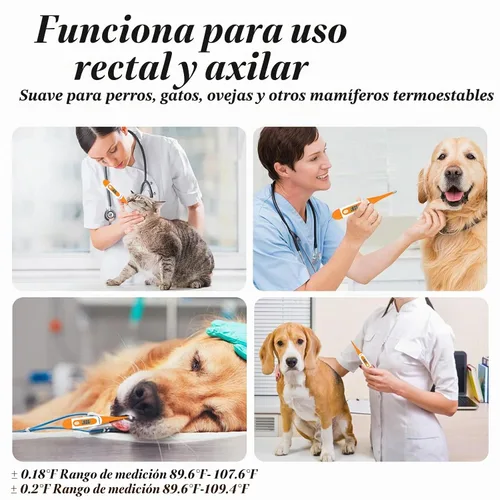 Vista 8 de Termómetro digital para mascotas para detección precisa de fiebre, adecuado para gatos, perros, caballos, veterinarios, termómetro impermeable