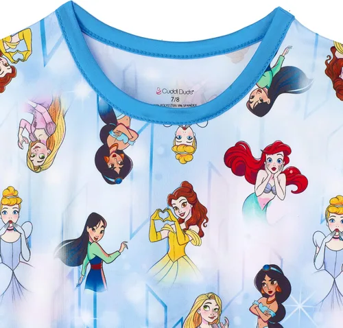 Vista 4 de Cuddl Duds Conjunto de ropa interior térmica para niñas, diseños de Frozen, Princesas Disney y Star Wars, capa base larga John para niños