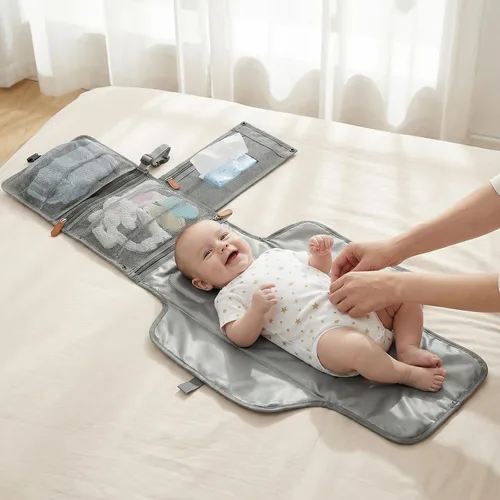 Vista 5 de UBRAVOO Portable Diaper Changing Pad - Baby Diaper Changer Travel Bag with Wipes Pocket, Smart Design Portable Changing Mat, Infant Travel Station