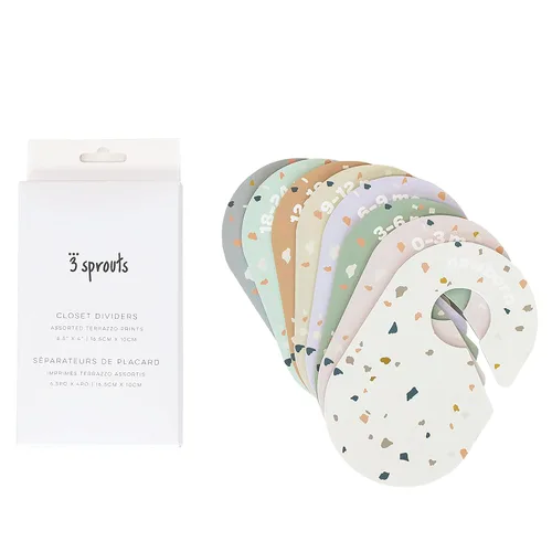 Vista 5 de 3 Sprouts Paquete de separadores y perchas de armario, 8 separadores de tamaño de bebé (Terrazzo) y 30 perchas de terciopelo para ropa de bebé