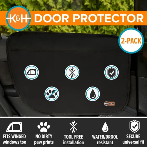 Vista 7 de K&H - Protector de puerta de coche para perros, paquete de 2, 27 x 19 Negro