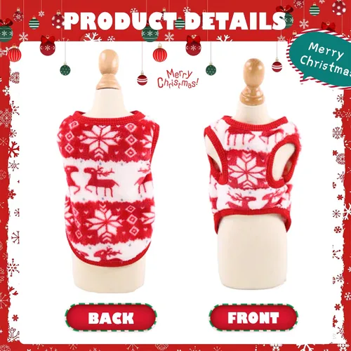 Vista 4 de 2 Pieces Teacup Dog Clothes Dog Christmas Outfit Puppy Sweater for Small Dogs Chihuahua Sweater Puppy Clothes for Extra Small Dogs Xmas Pet Cat