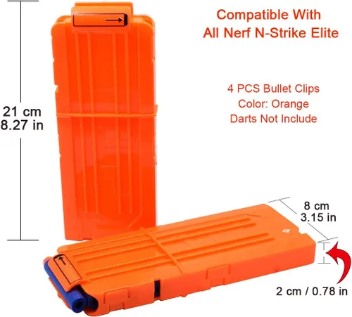 Vista 7 de pinzas para cartuchos de carga rápida, 4 unidades, 12 dardos para Nerf n-Strike Elite Blaster (naranja)