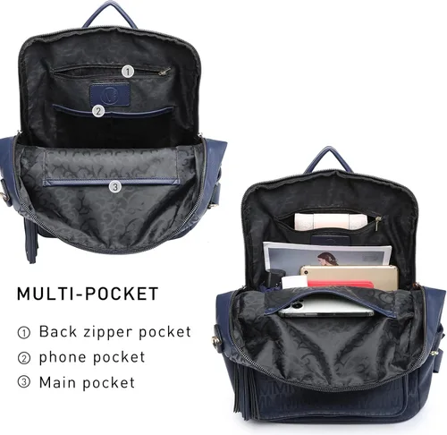 Vista 40 de MKP COLLECTION Mochila de moda para mujer, bolsa convertible grande para mujer, mochila de viaje, bolsa de hombro, juego de 2 piezas con borla, Beige