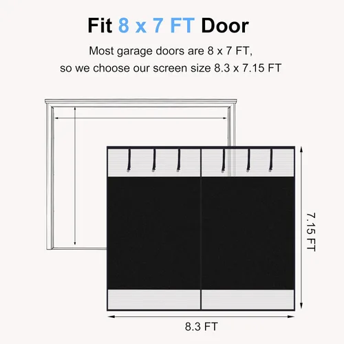 Vista 2 de HBlife Pantalla opaca de privacidad para puerta de garaje de 1 auto, 8 x 7 pies, malla magnética resistente para puerta de garaje, pantalla