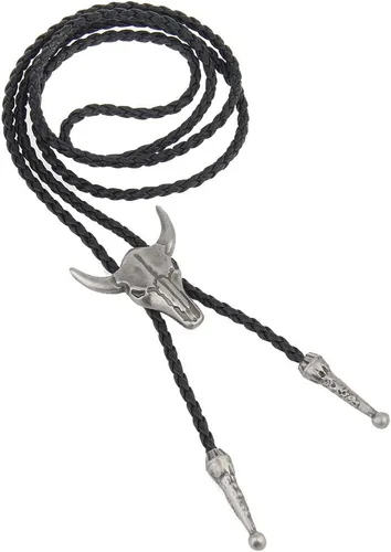 Vista 191 de Jeilwiy Corbata de bolo para hombre, corbata de vaquero occidental, collar de corbata de bolo dorado, corbata de cuero, corbata de Halloween