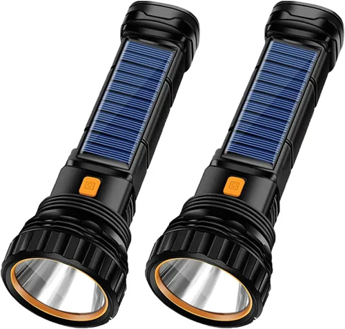 Vista 7 de Linterna LED solar / recargable multifunción de 1000 lúmenes, con luz estroboscópica de emergencia y batería de 1200 Mah, fuente de alimentación