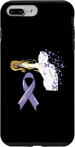 Vista 9 de Funda para iPhone 14 con cinta de concientización sobre el cáncer, color lavanda, sobreviviente de lucha contra el cáncer