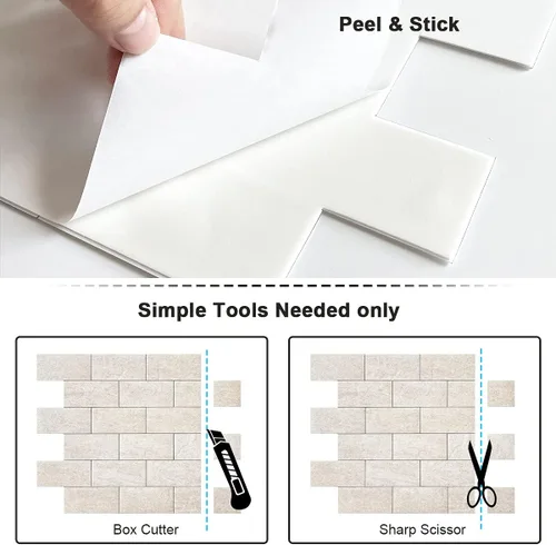 Vista 7 de BeNice Protector Contra Salpicaduras Adhesivo para Cocina, Azulejos Adhesivos para Pared de Baño, Azulejos de Ducha Adhesivos Impermeables