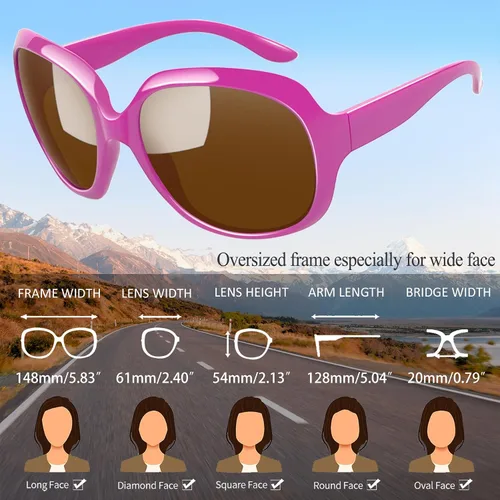 Vista 90 de Joopin Lentes de sol de gran tamaño para mujer, polarizados, grandes, para conducción, protección UV, grandes sombras