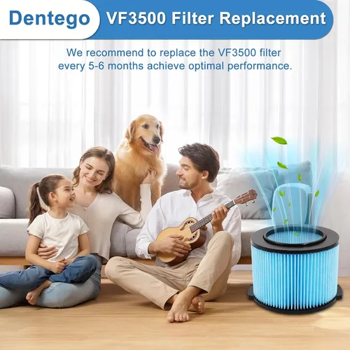 Vista 3 de Paquete de 4 filtros de repuesto VF3500 para aspiradora húmeda y seca de 3-4.5 galones, filtros de 3 capas para WD4050, WD3050, WD4080, WD4522