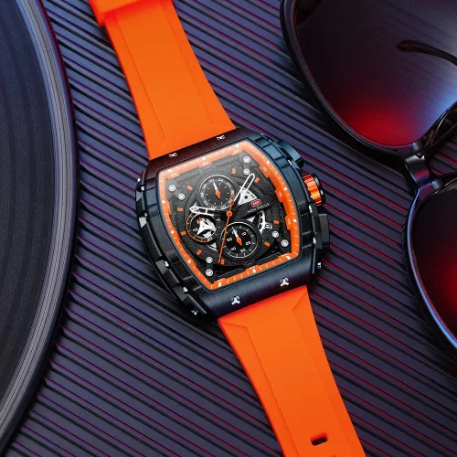 Vista 4 de Relojes para hombre de lujo con diseño de esqueleto para hombre, impermeable, correa de silicona ajustable, estilo steampunk, cronógrafo