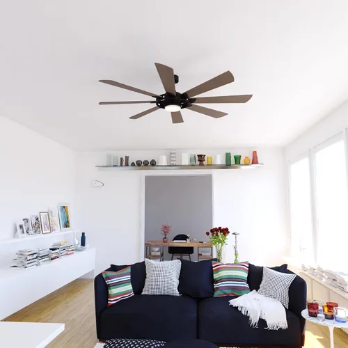 Vista 9 de Burlington - Ventilador de techo de bronce para interiores y exteriores de 68 pulgadas con aspas reversibles de madera de nogal, kit de luz LED