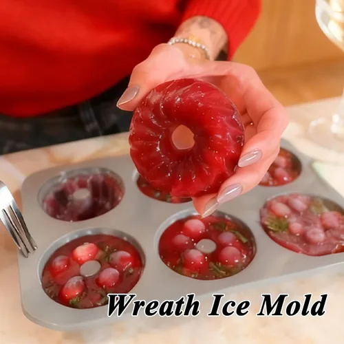 Vista 3 de Molde de hielo de corona, bandeja de cubitos de hielo de corona navideña de silicona y conjunto de moldes de copos de nieve, moldes de chocolate