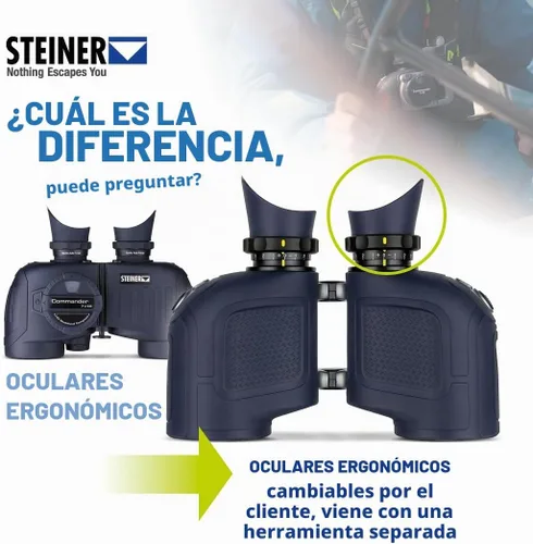 Vista 5 de Prismáticos Steiner Optics Marine Commander 7 x 50 con brújula, prismáticos profesionales impermeables, calidad alemana, imágenes cristalinas