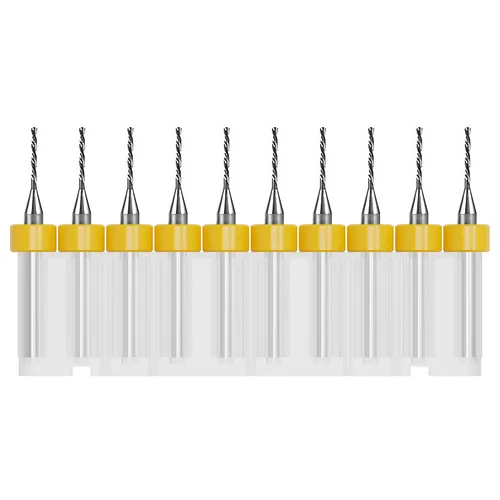 Vista 21 de Juego de 10 brocas para PCB, vástago de 1/8 "0.01 in Micro Twist Bit Carburo de flauta espiral para placa de circuito de impresión Piedra Dremel