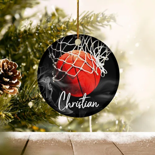 Vista 5 de Adornos de baloncesto personalizados, adorno de Navidad de baloncesto, adorno de automóvil, adorno de jugador de baloncesto personalizado, adornos