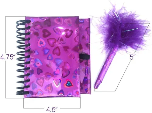 Vista 3 de ArtCreativity Juego de cuaderno y bolígrafo para niños, juego de 2, bolígrafo con punta de pluma y pequeño bloc de notas brillante con soporte