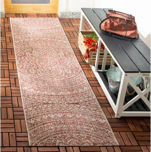 Vista 53 de SAFAVIEH Alfombra lavable al aire libre Courtyard Collection - 2'3" x 5', marfil y verde, no desprende pelusa y fácil limpieza, ideal para patio