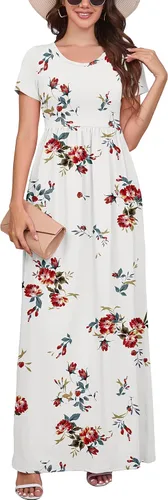 Vista 31 de DEARCASE - Vestido Maxi para Mujer de Manga Corta, Casual de Verano, Holgado, Liso, Cómodo, Vestidos Largos con Bolsillos 1-negro