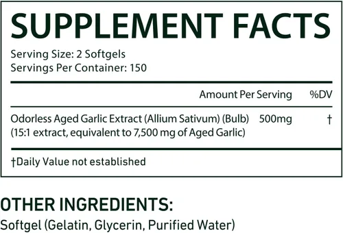 Vista 2 de Cápsulas de extracto de ajo envejecido, cápsulas suaves de ajo de apoyo inmunológico y antioxidante, apoya la salud cardíaca y circulatoria, tómalo