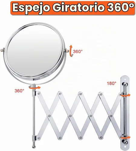 Vista 4 de Espejo extensible Welllink de 7 pulgadas, 3X y 1X cromado 3