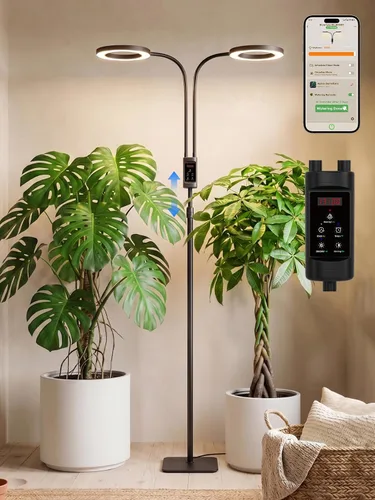 Vista 13 de GLOWRIUM Luces LED inteligentes de cultivo para plantas de interior, luz de escritorio para plantas con control de aplicación Bluetooth, lámpara