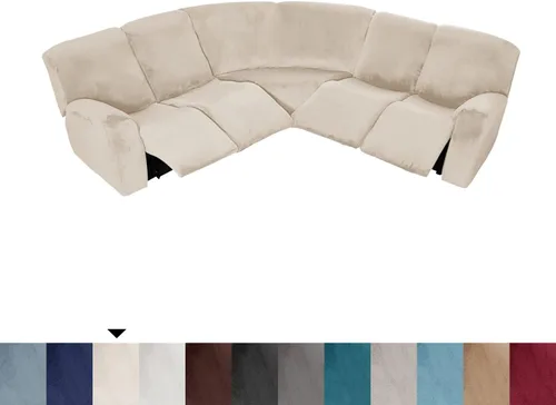 Vista 3 de MIFXIN Fundas para sofá reclinable, 7 piezas, terciopelo elástico, para 5 asientos, esquineros y reclinables, fundas para sofá modular
