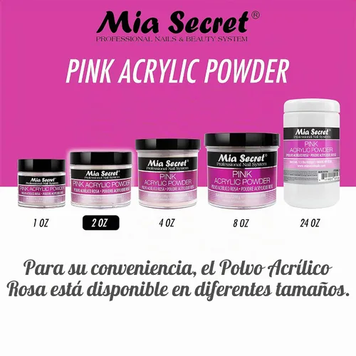 Vista 2 de Mia Secret Professional - Sistema de uñas acrílicas, polvo acrílico rosa, 2 onzas