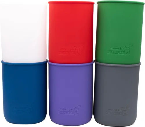 Vista 5 de Paquete de 2 fundas de silicona de medio galón gris carbón de 64 onzas para proteger tarros Mason Mason Jar Lifestyle