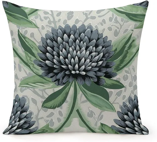 Vista 10 de Fundas de almohada chinoiserie verde turquesa floral y pájaro con cremallera de 16 x 16 pulgadas, fundas de almohada de lino para sofá, dormitorio