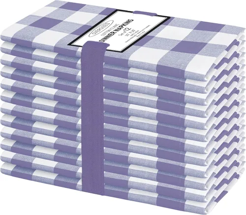 Vista 10 de Cotton Clinic Servilletas de tela 100% algodón, grandes, 20 x 20 pulgadas, juego de 4 servilletas de mesa a cuadros a cuadros – Servilletas de mesa