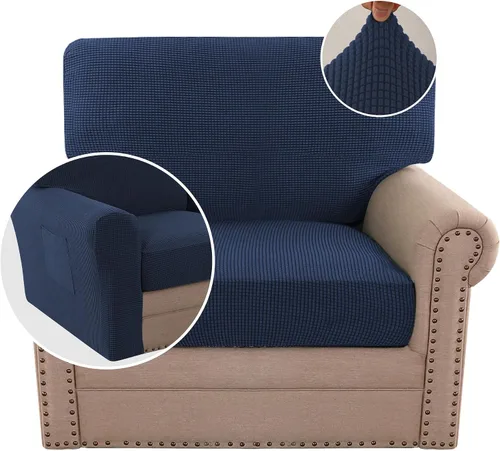 Vista 75 de H.VERSAILTEX Fundas elásticas para sillas de varias piezas, fundas para cojines ajustables para asiento y respaldo