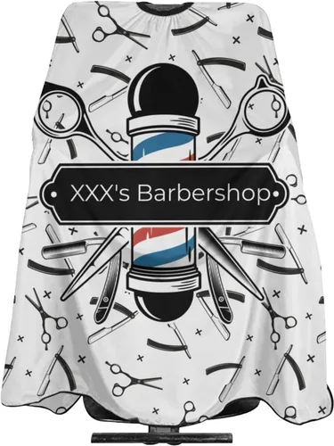 Vista 7 de Capa de barbero impermeable personalizada, Capa de peluquero personalizada, Añade tu texto, Capa de salón personalizada para hombres, Capa de corte