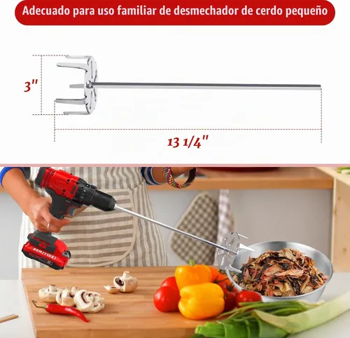 Vista 2 de Herramienta extractora de cerdo de 3 pulgadas, trituradora de cerdo de acero inoxidable 304 utilizada con taladro manual estándar, trituradora