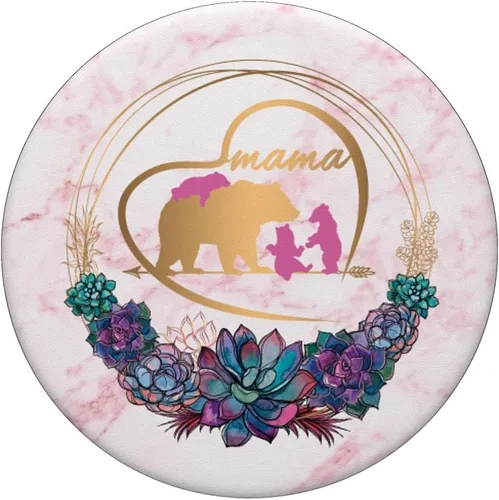 Vista 3 de Mama Bear Pop Socket 3 Cubs Rosa Mármol Oro Madres Regalos - PopSockets Grip y Stand para Teléfonos y Tabletas