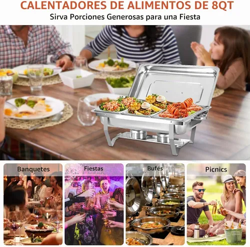 Vista 2 de Paquete de 2 platos de roce para bufé, calentadores de bufé