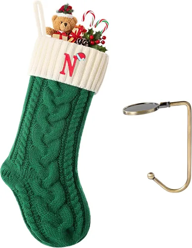 Vista 130 de Botas de Navidad personalizadas, iniciales personalizadas, 18 pulgadas, botas de Navidad tejidas con letras para colgar en la chimenea, botas