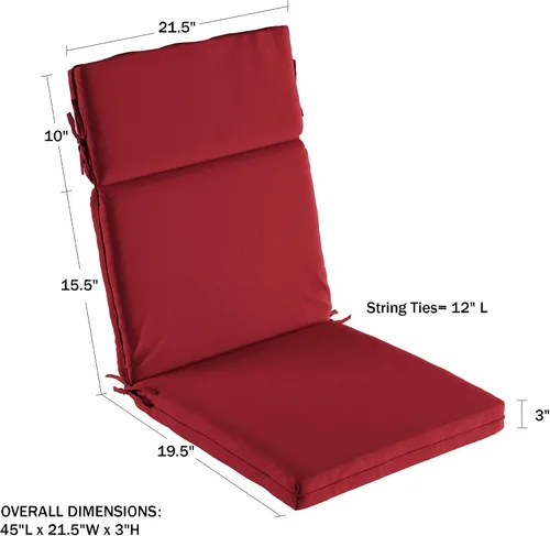 Vista 5 de Lavish Home Cojines para silla de respaldo alto, 45 pulgadas de largo x 21.5 pulgadas de ancho x 3 pulgadas de alto, color rojo, 4