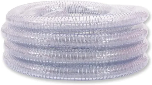 Vista 2 de DAVCO - Manguera de succión reforzada con alambre de 1 pulgada de diámetro x 5 pies, tubo de vinilo transparente de PVC Flexible, non collapsible
