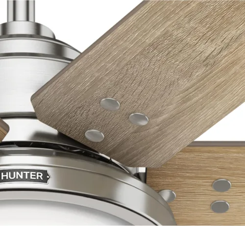 Vista 11 de Hunter Warrant - Ventilador de techo interior con luz LED, 60 pulgadas, níquel cepillado Acabado cepillo níquel (Brushed Nickel Finish)