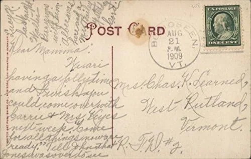Vista 2 de Casa Prospect y Lago Island Bomoseen, Vermont VT Tarjeta Postal Antigua Original