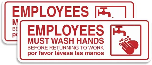 Vista 21 de Standard Employees Must Wash Hands - Letrero para puerta/pared, color negro, pequeño