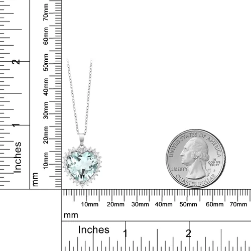 Vista 10 de Gem Stone King Collar de corazón de plata de ley 925 Collar con colgante de halo de amor para mujer 1/2 pulgada con cadena de plata