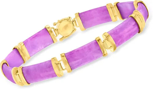 Vista 3 de Ross-Simons Pulsera Good Fortune Jade en oro de 18 quilates sobre plata esterlina
