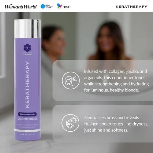 Vista 5 de KERATHERAPY Acondicionador tonificante violeta totalmente rubio con infusión de queratina, 10.1 onzas líquidas, 10.1 fl oz – Terapia de queratina