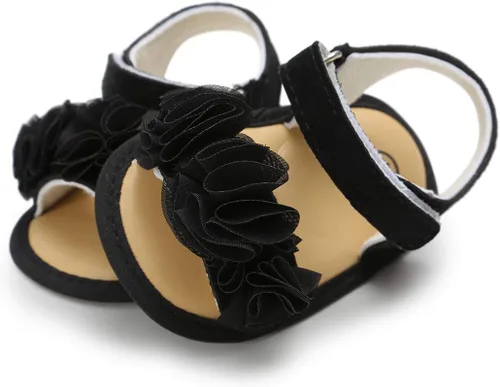 Vista 5 de myppgg Sandalias de verano para niñas pequeñas, antideslizantes, suela suave, pantuflas para bebés, vestido de princesa floral, zapatos