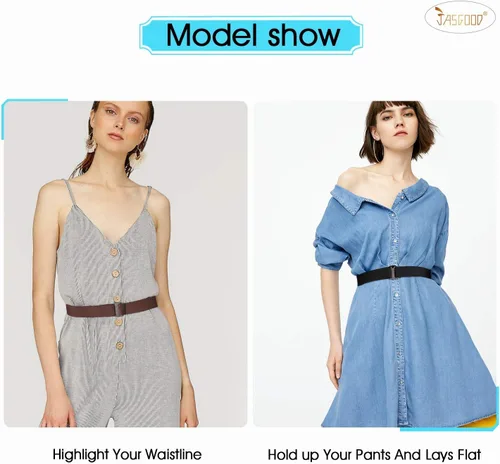 Vista 2 de JASGOOD Cinturón elástico invisible para mujer, cinturón elástico con hebilla plana para jeans, pantalones, vestidos