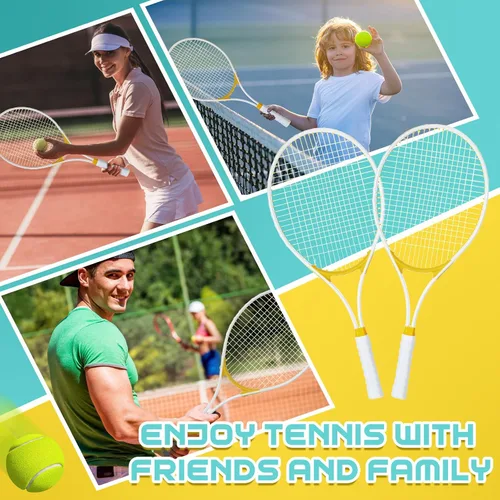 Vista 6 de Liliful 4 raquetas de tenis para adultos recreativas para 4 jugadores, raquetas de tenis de 27 pulgadas, raquetas de tenis ligeras a granel